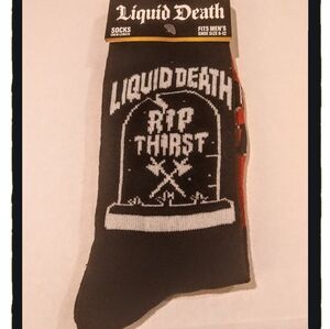 ☠️ Liquid Death ☠️ (Black) Novelty Crew Socks Fits Men's Shoe Size 6 - 12  *NWT*